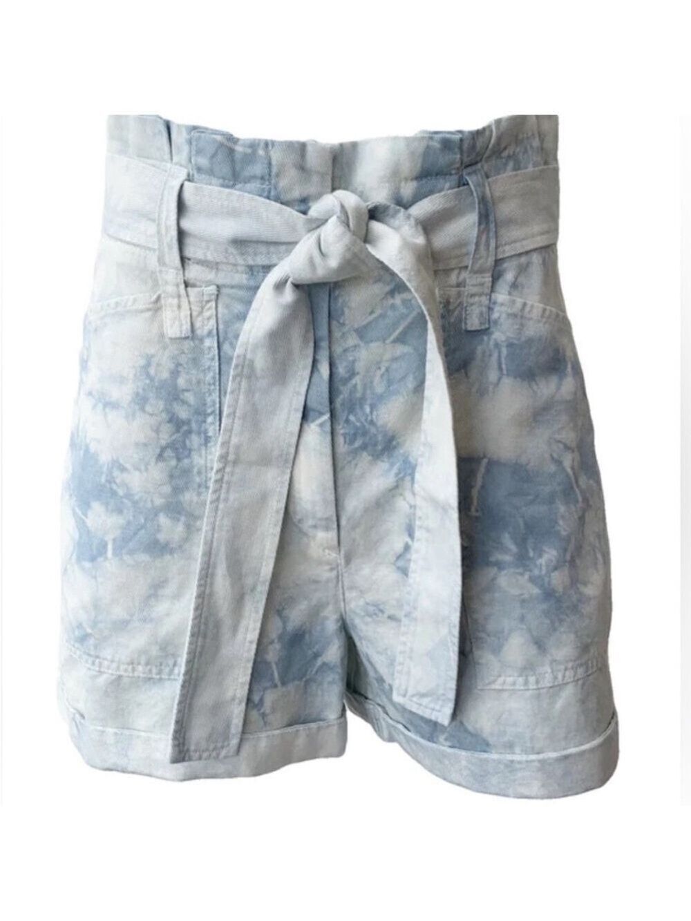 A.L.C. Davison Linen Blend Paper Bag Tie-Dye Shorts Size 8